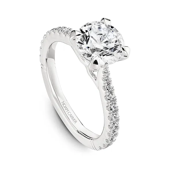 14K White Gold Pave Solitaire Diamond Engagement Ring Frontenac Jewellers Kingston, ON