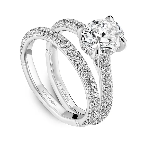 14K White Gold Oval  Diamond Solitaire Pave Engagement Ring Image 4 Frontenac Jewellers Kingston, ON