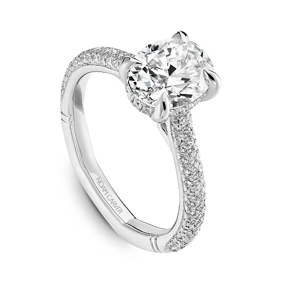 14K White Gold Oval  Diamond Solitaire Pave Engagement Ring Frontenac Jewellers Kingston, ON