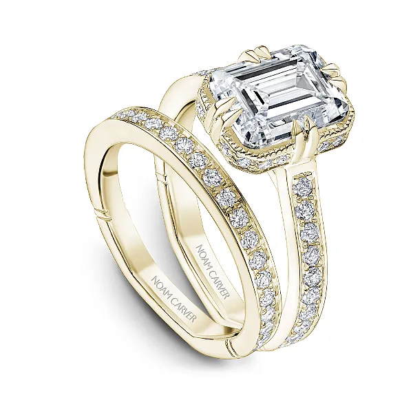 Hidden Halo Emerald Cut Diamond Pave Engagement Ring Image 3 Frontenac Jewellers Kingston, ON