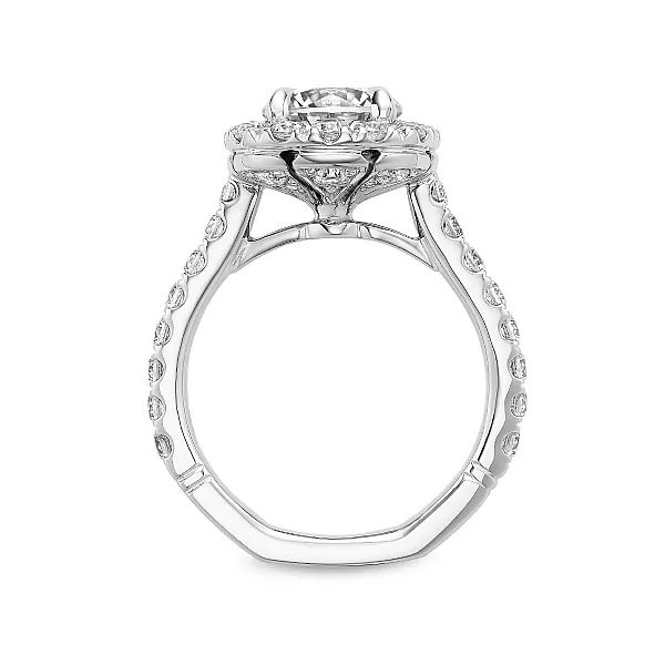Round Diamond Halo Engagement Ring With Accent Stones Image 2 Frontenac Jewellers Kingston, ON