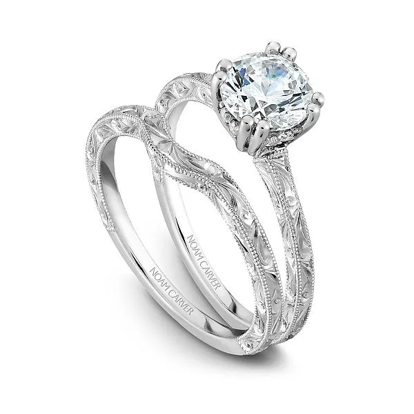 Solitaire Diamond Carved Engagement Ring Image 3 Frontenac Jewellers Kingston, ON