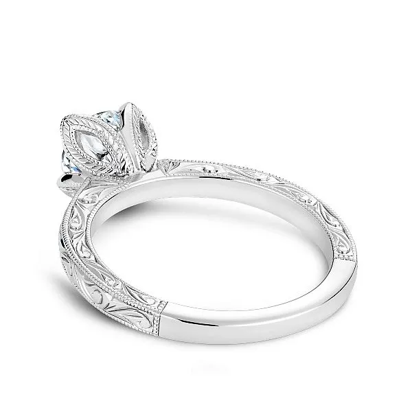 White Gold Carved Diamond Engagement Ring Image 2 Frontenac Jewellers Kingston, ON