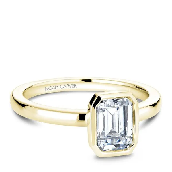Emerald Cut Bezel Set Diamond Engagement Ring Image 2 Frontenac Jewellers Kingston, ON