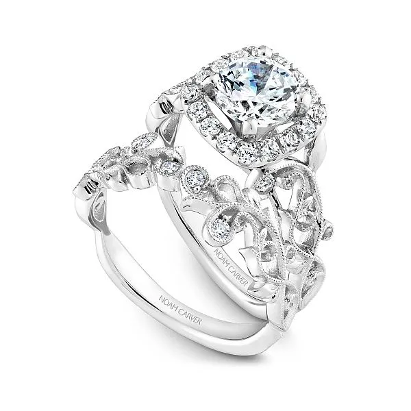 White Gold Vintage Style Diamond Engagement Ring Image 4 Frontenac Jewellers Kingston, ON