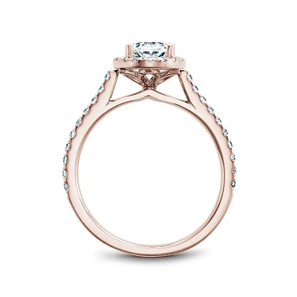 Rose Gold Halo Pave Oval Diamond Engagement Ring Image 2 Frontenac Jewellers Kingston, ON