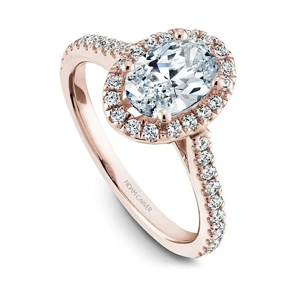Rose Gold Halo Pave Oval Diamond Engagement Ring Frontenac Jewellers Kingston, ON