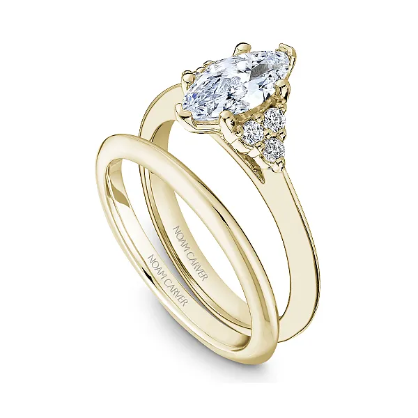 Yellow Gold  Marquise Cut Engagement Ring with cluster accents Image 4 Frontenac Jewellers Kingston, ON
