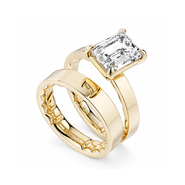Yellow Gold Emerald Cut Solitaire Diamond Engagement Ring Image 4 Frontenac Jewellers Kingston, ON