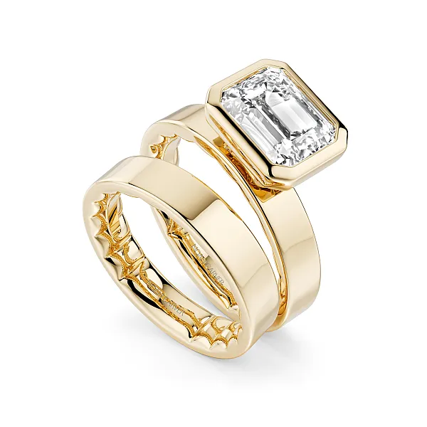 Yellow Gold East West Bezel Set Diamond Engagement Ring Image 4 Frontenac Jewellers Kingston, ON
