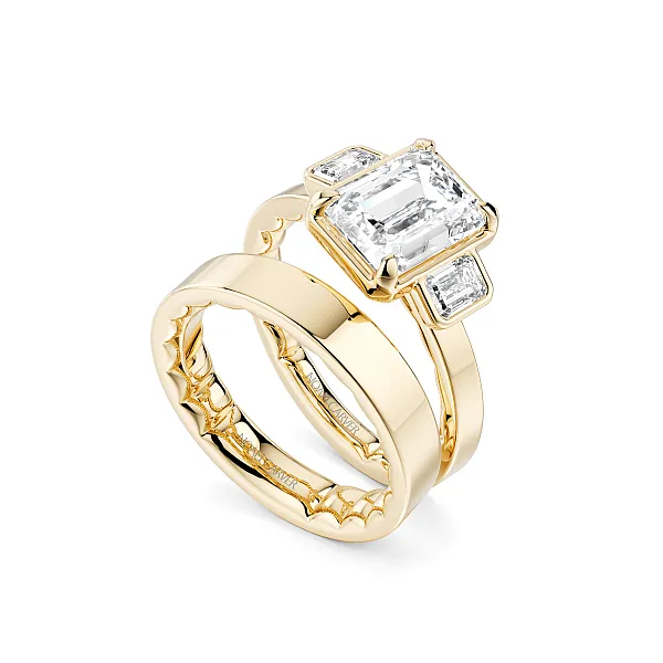 Yellow Gold Bezel Set Diamond Engagement Ring With Accent Stones Image 4 Frontenac Jewellers Kingston, ON