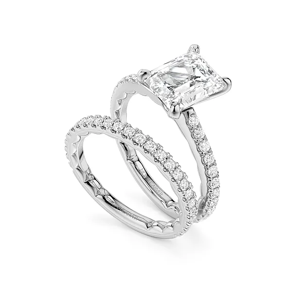 Emerald Cut Pave Diamond Engagement Ring Image 4 Frontenac Jewellers Kingston, ON