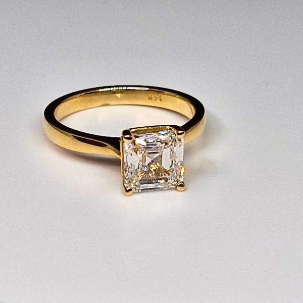 Diamond Engagement Ring – 14K Yellow Gold Solitaire with 2.04 CT Asscher Cut Diamond Frontenac Jewellers Kingston, ON
