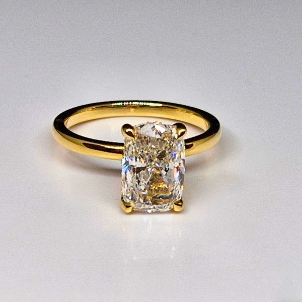 Cushion Cut Diamond Engagement Ring in 14K Yellow Gold – 3.01 CT E-VS1 Center, 0.34 CTW Accents Frontenac Jewellers Kingston, ON