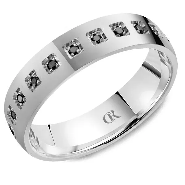 14K White Gold Men’s Black Diamond Ring – High Polish – Prong Set – 5mm Frontenac Jewellers Kingston, ON