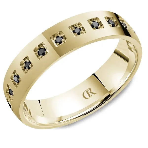14K Yellow Gold Men’s Black Diamond Ring – High Polish – Prong Set – 5mm Frontenac Jewellers Kingston, ON