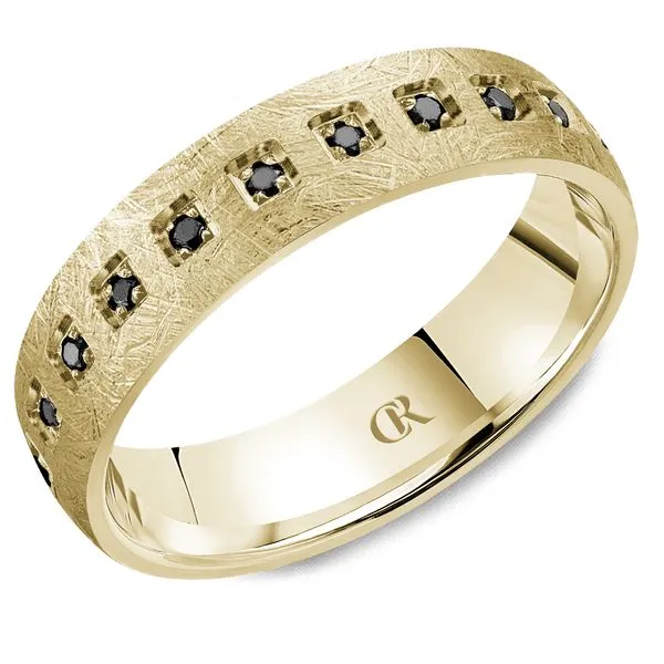 Men’s Diamond Cut 14K Yellow Gold Ring – Prong Set Black Diamonds – 5mm Frontenac Jewellers Kingston, ON