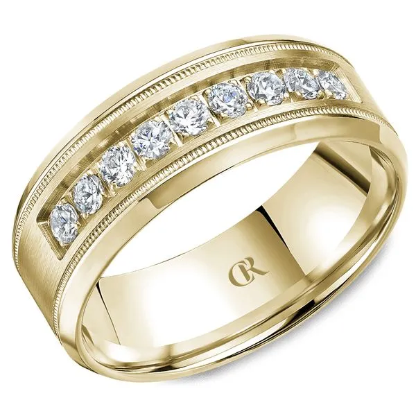 14K Yellow Gold 8mm Men’s Diamond Ring – Sandpaper Finish – Rugged Luxury (0.45 TCW) Frontenac Jewellers Kingston, ON