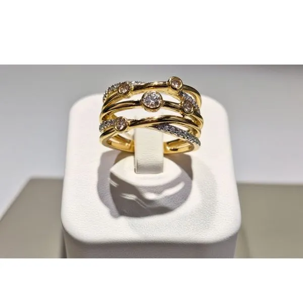 14K Yellow Gold Crossover Ring with Natural Diamonds – Size 7 Image 2 Frontenac Jewellers Kingston, ON