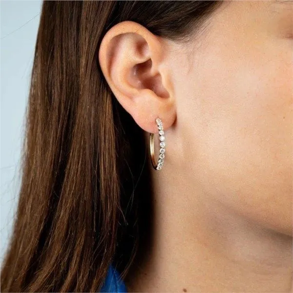 Slim Diamond Loop Earrings Image 2 Frontenac Jewellers Kingston, ON