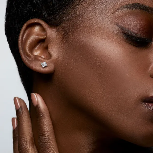 Birks Snowflake® Diamond Square Cluster Stud Earrings, Medium Image 2 Frontenac Jewellers Kingston, ON