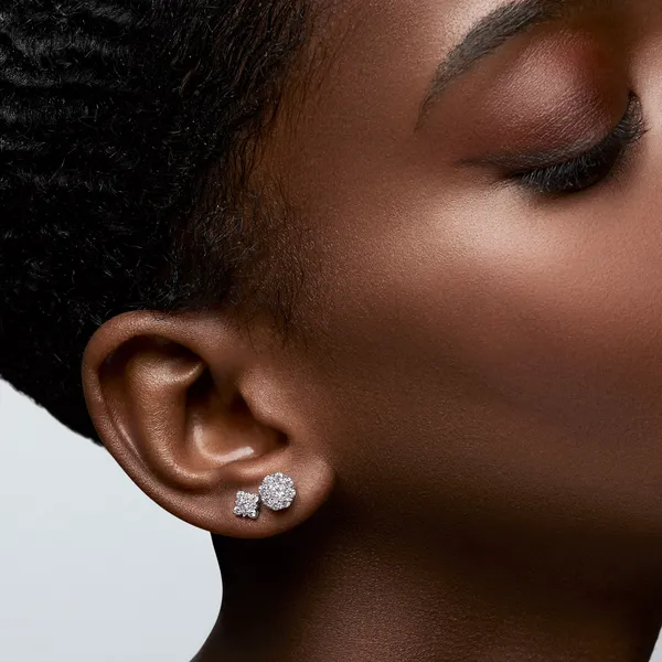 Birks Snowflake® Diamond Square Cluster Stud Earrings, Medium Image 3 Frontenac Jewellers Kingston, ON