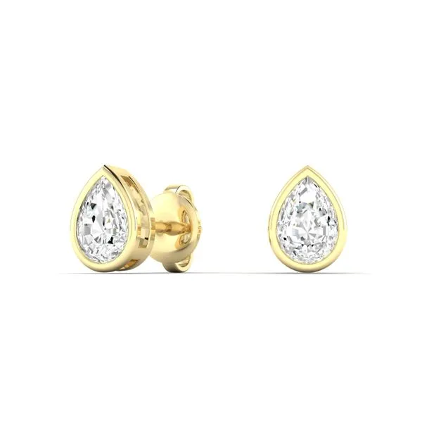 Pear Bezel Yellow Gold Stud Earrings Frontenac Jewellers Kingston, ON