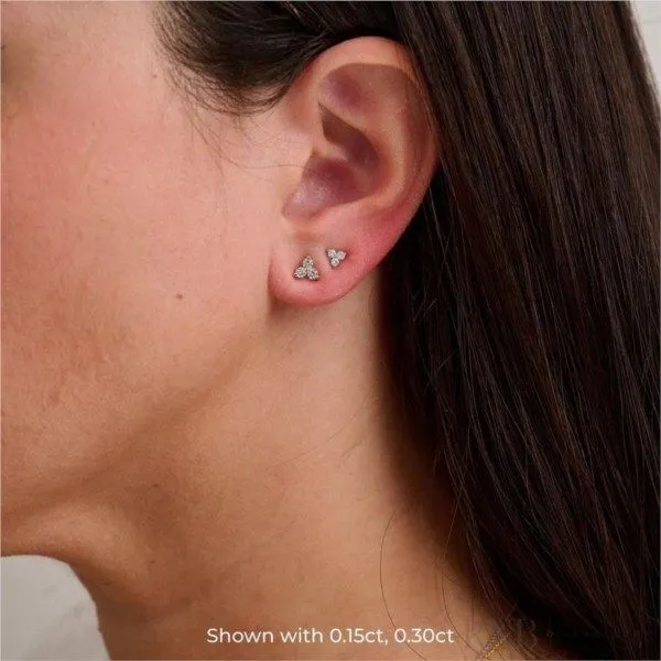 14k Three Stone Diamond Stud Earrings Image 2 Frontenac Jewellers Kingston, ON