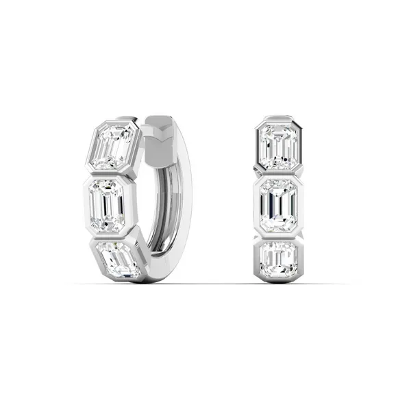 14K White Gold Emerald Bezel Huggies Frontenac Jewellers Kingston, ON