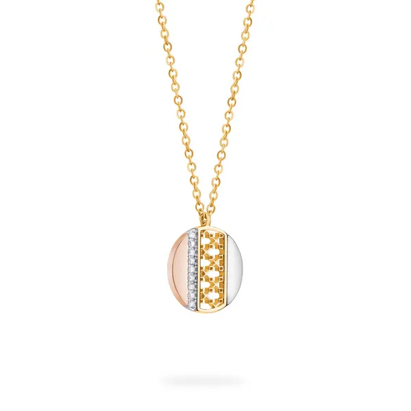Birks Dare to Dream Tri Gold Diamond Circle Pendant Image 3 Frontenac Jewellers Kingston, ON