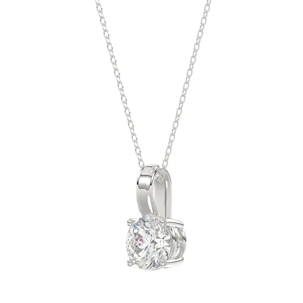 14K White Gold Solitaire Necklace with 2.50ct Round Lab-Grown Diamond Image 2 Frontenac Jewellers Kingston, ON