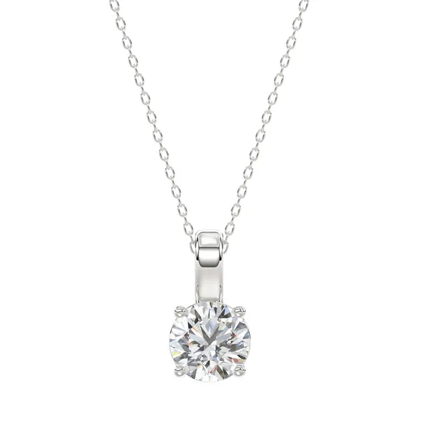 14K White Gold Solitaire Necklace with 2.50ct Round Lab-Grown Diamond Frontenac Jewellers Kingston, ON