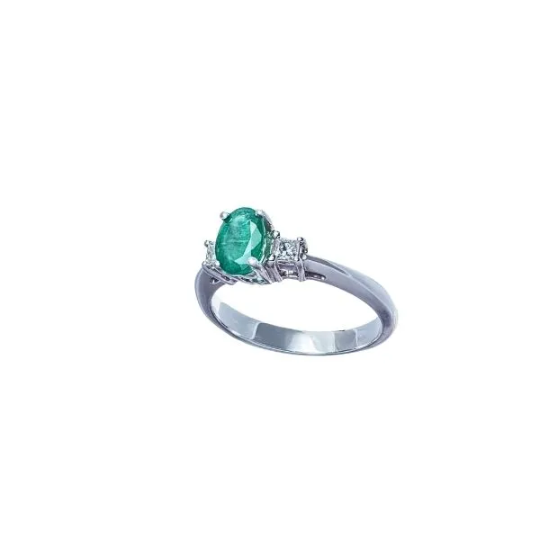 14K White Gold Emerald & Diamond Ring – Size 7.25 Image 2 Frontenac Jewellers Kingston, ON