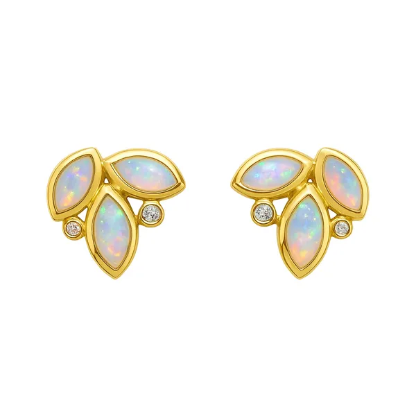 18K Yellow Gold Opal Doublet Stud Earrings Frontenac Jewellers Kingston, ON