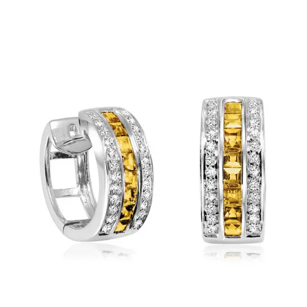 14k White Gold Diamond Citrine Earring Frontenac Jewellers Kingston, ON