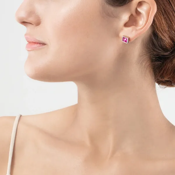 Brilliant Square big earrings silver light pink Image 2 Frontenac Jewellers Kingston, ON