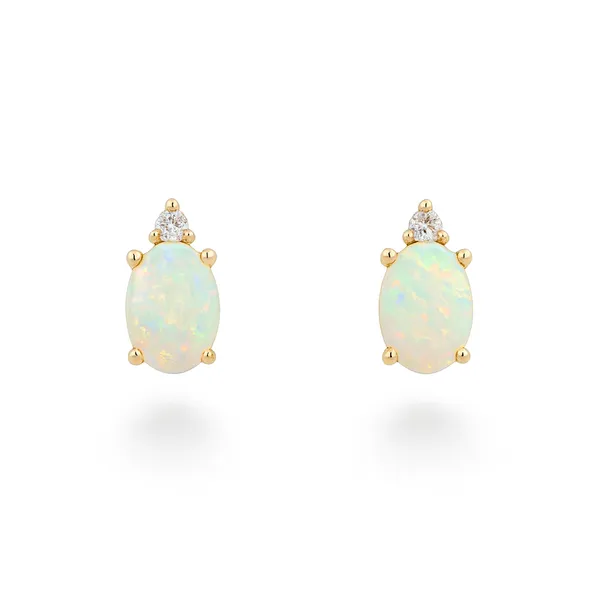 14K Yellow Gold Opal & Diamond Earrings Frontenac Jewellers Kingston, ON
