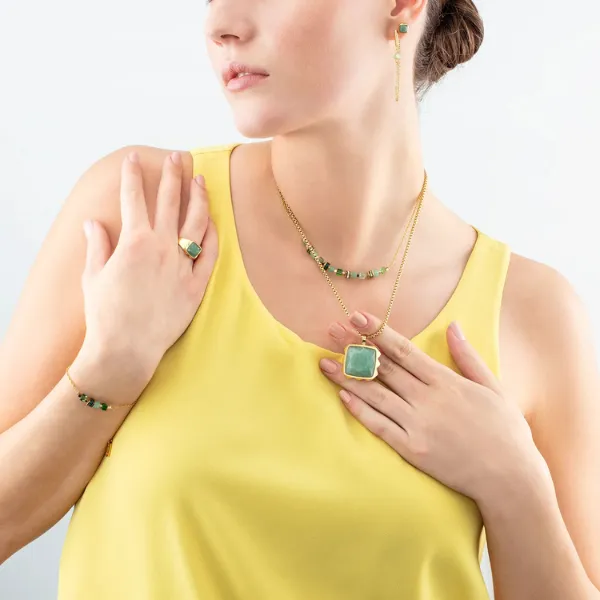 Earrings Spikes Square Aventurine gold-green Image 2 Frontenac Jewellers Kingston, ON