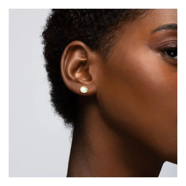 Birks Essentials 18k Yellow Gold and Opal Earrings Image 2 Frontenac Jewellers Kingston, ON