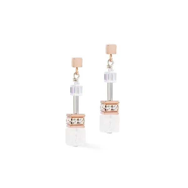 GeoCUBE® Iconic Nature earrings rosegold white Frontenac Jewellers Kingston, ON