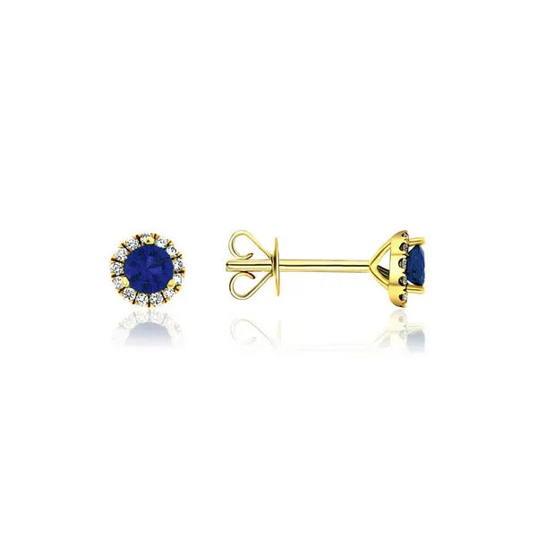 18K Yellow Gold Sapphire & Diamond Stud Earrings Frontenac Jewellers Kingston, ON