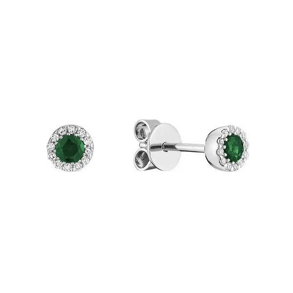 10k white gold Emerald & Halo Diamond Earring Frontenac Jewellers Kingston, ON