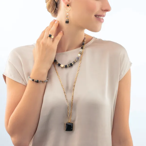 Earrings Spikes Square Onyx gold-black Image 2 Frontenac Jewellers Kingston, ON