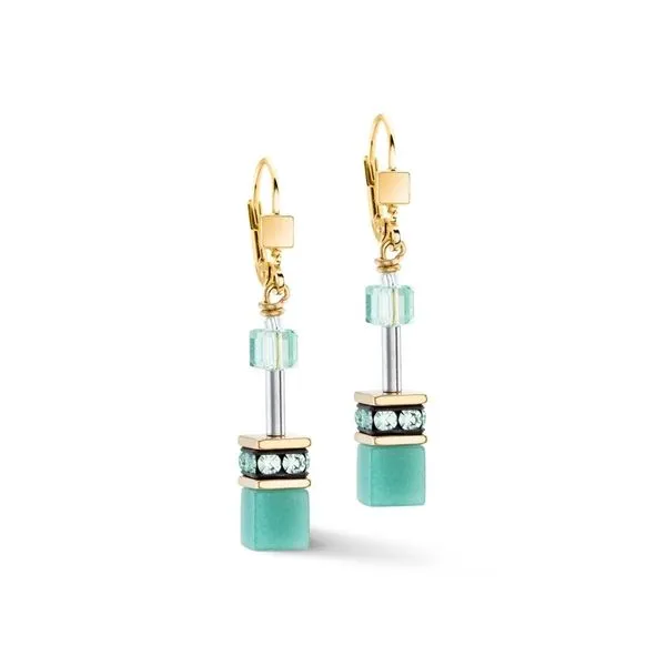 GeoCUBE® Iconic Mono Gold earrings green Frontenac Jewellers Kingston, ON