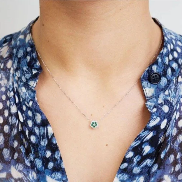 10k White Gold Emerald Diamond Necklace Image 2 Frontenac Jewellers Kingston, ON