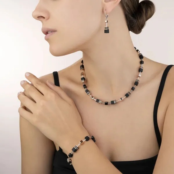 Coeur de Lion GeoCUBE Necklace onyx black-rose gold necklace Image 2 Frontenac Jewellers Kingston, ON