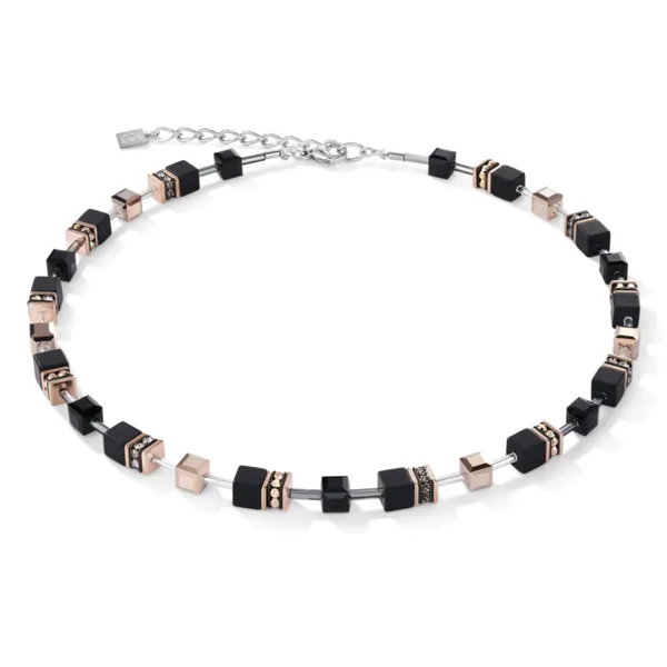 Coeur de Lion GeoCUBE® Necklace onyx black-rose gold necklace Frontenac Jewellers Kingston, ON