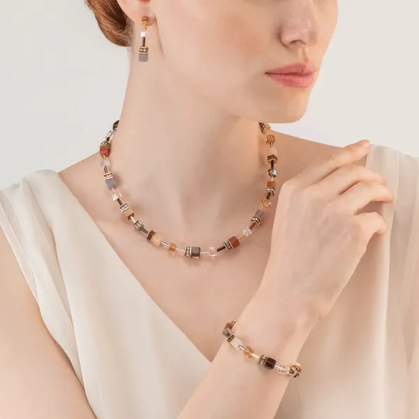 Coeur de Lion GeoCUBE Iconic Precious Necklace Brown Image 2 Frontenac Jewellers Kingston, ON