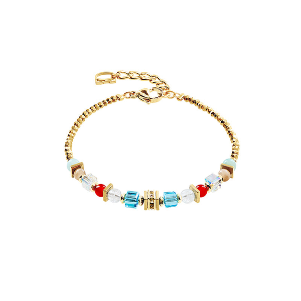 Fusion Red Carnelian, Ice Blue & Gold Chain Bracelet Frontenac Jewellers Kingston, ON