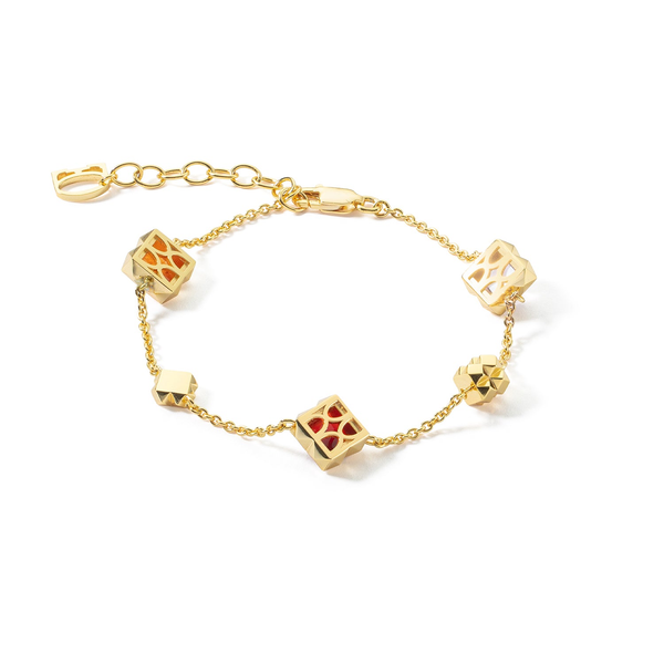 Fine Edition Gold, Red, Burnt Orange Square Bracelet Image 3 Frontenac Jewellers Kingston, ON
